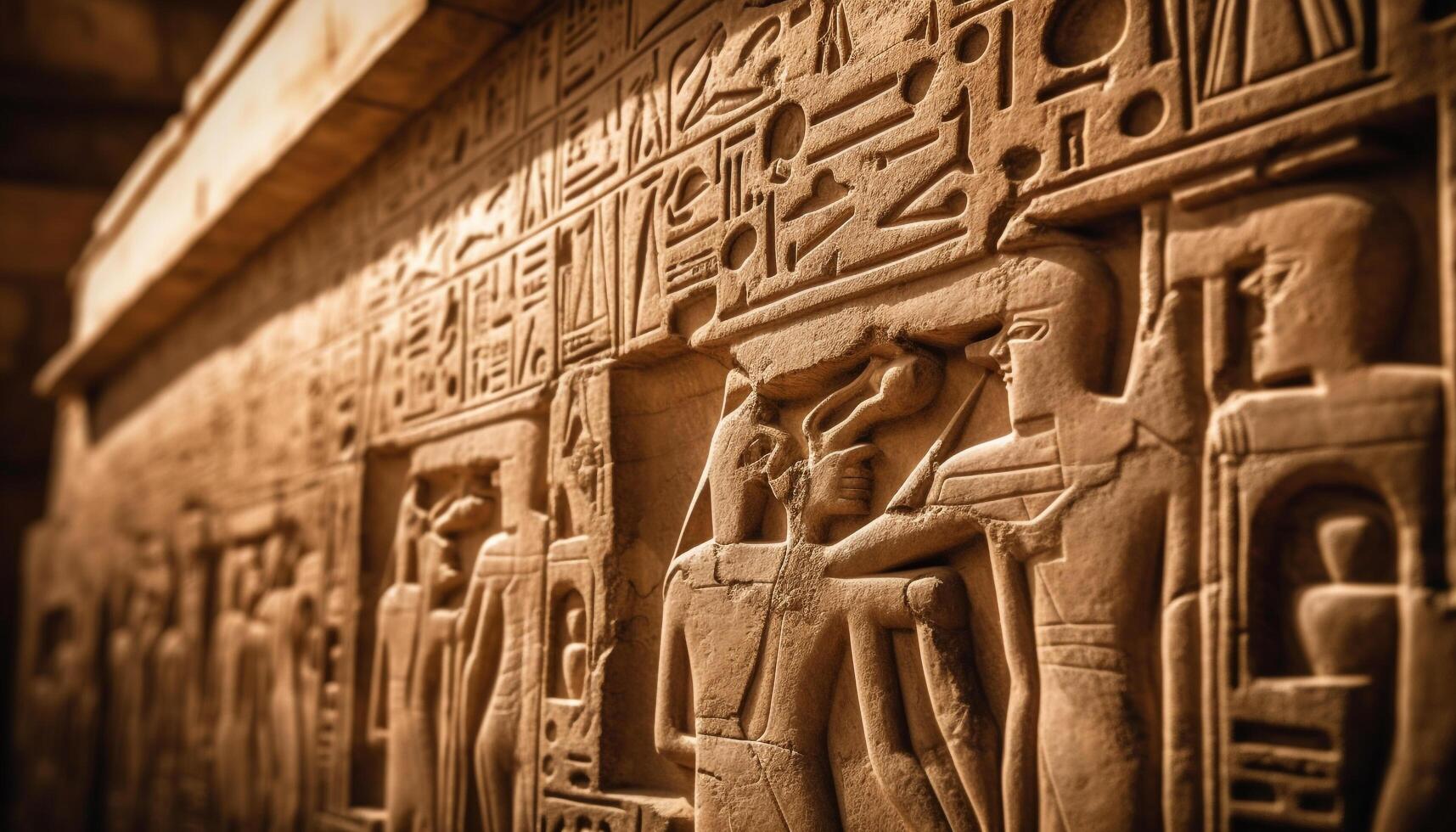 Ancient Egyptian culture Hieroglyphics, pharaohs, monuments, spirituality generated by AI photo