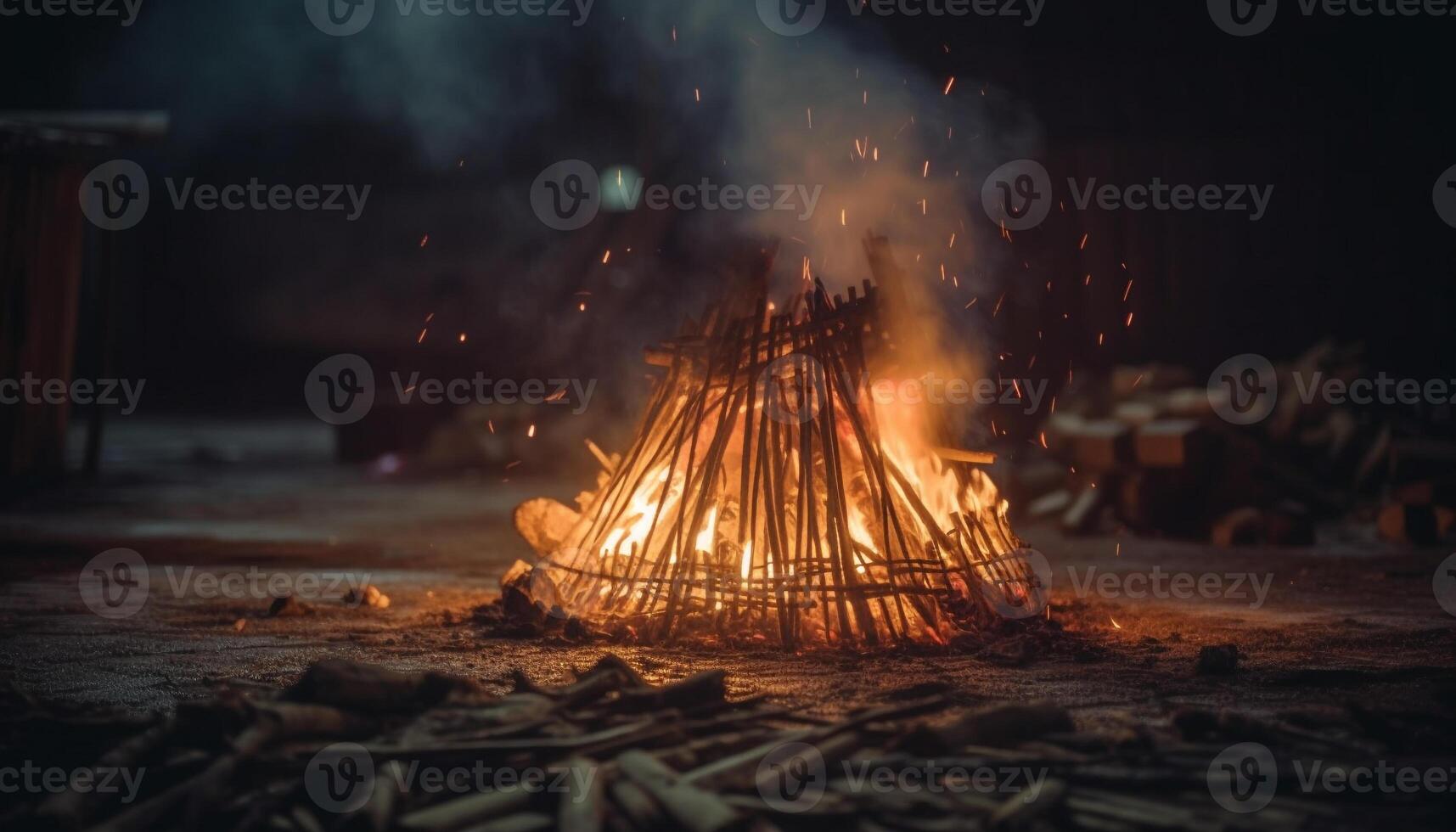 Glowing metalwork in a steel mill, men working with equipment generated by AI photo