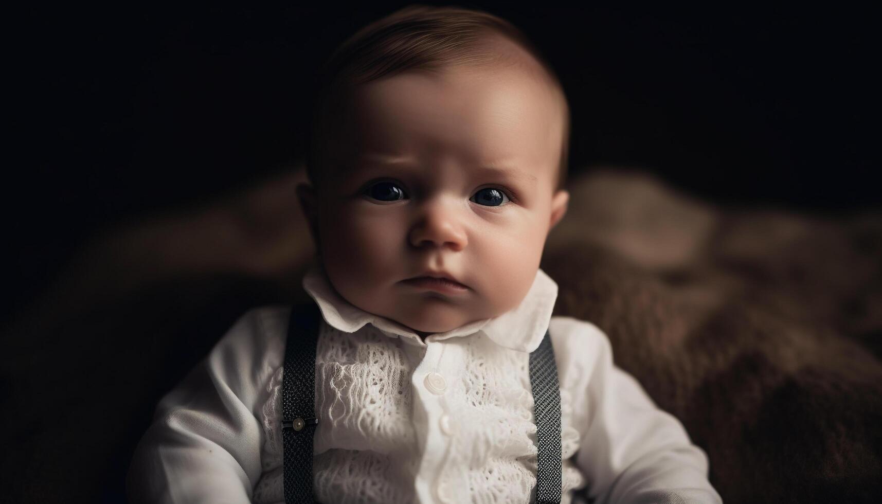 Cheerful Caucasian boy looking at camera, innocence and happiness captured generated by AI photo