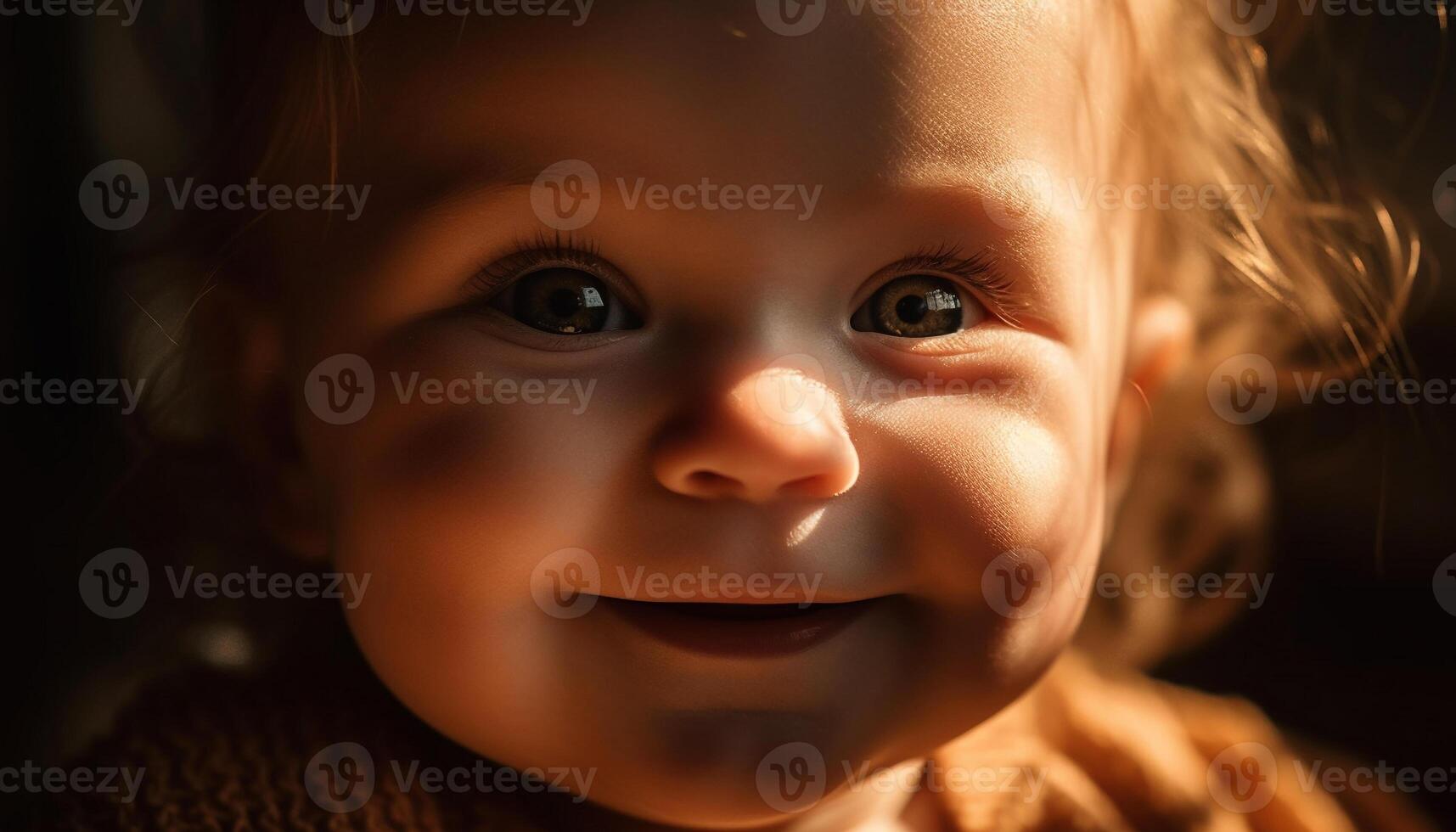 Cute baby girl smiling for portrait, exuding innocence and joy generated by AI photo