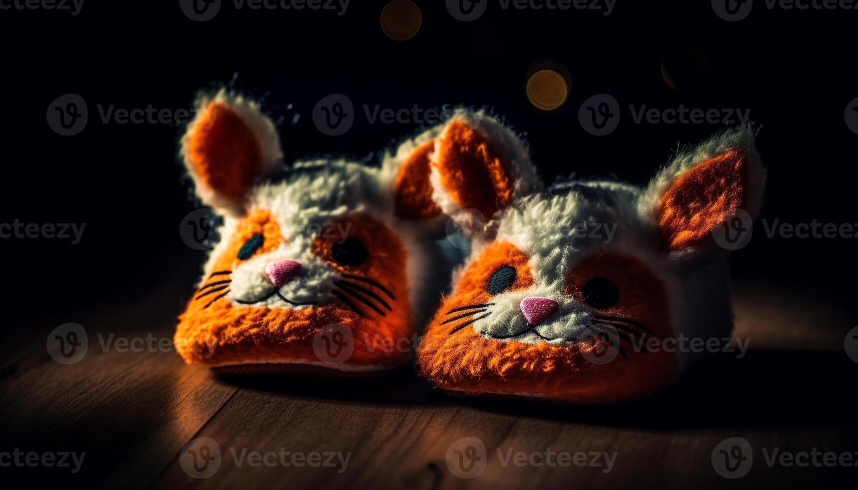 Fluffy rabbit toy, cute decoration for winter celebration gift giving generated by AI photo