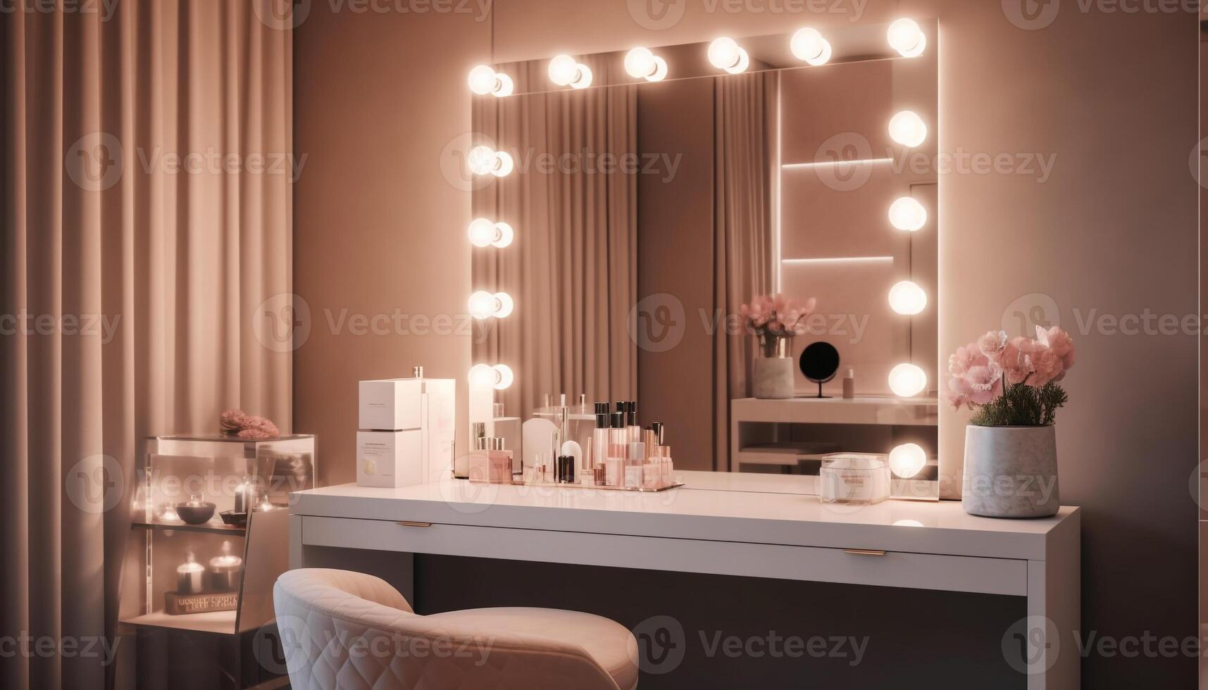 moderno lujo Departamento con elegante diseño, cómodo silla, y iluminado lámpara generado por ai foto