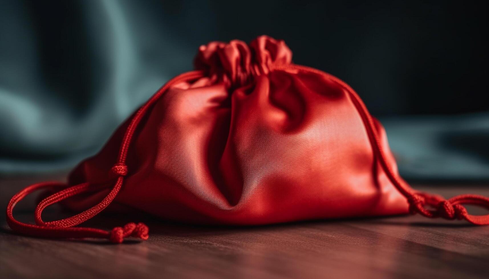 Rustic burlap sack tied with rope, a nature inspired decoration generated by AI photo