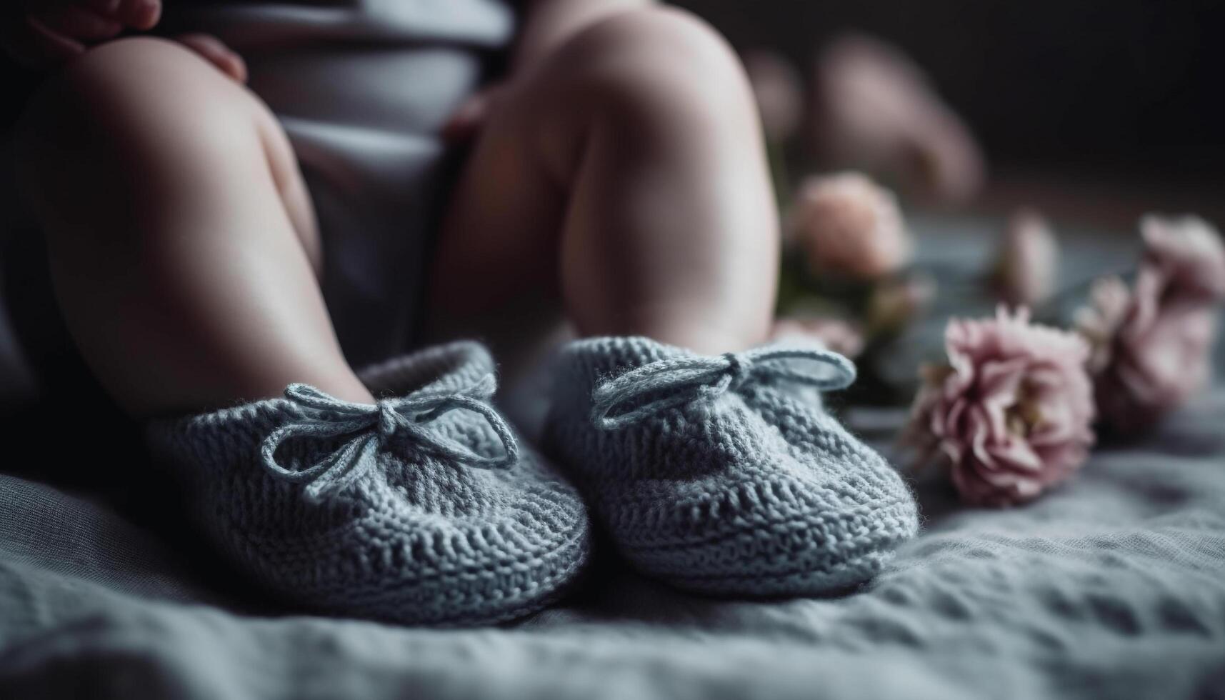 Cute baby shoes bring new life and happiness indoors generated by AI photo