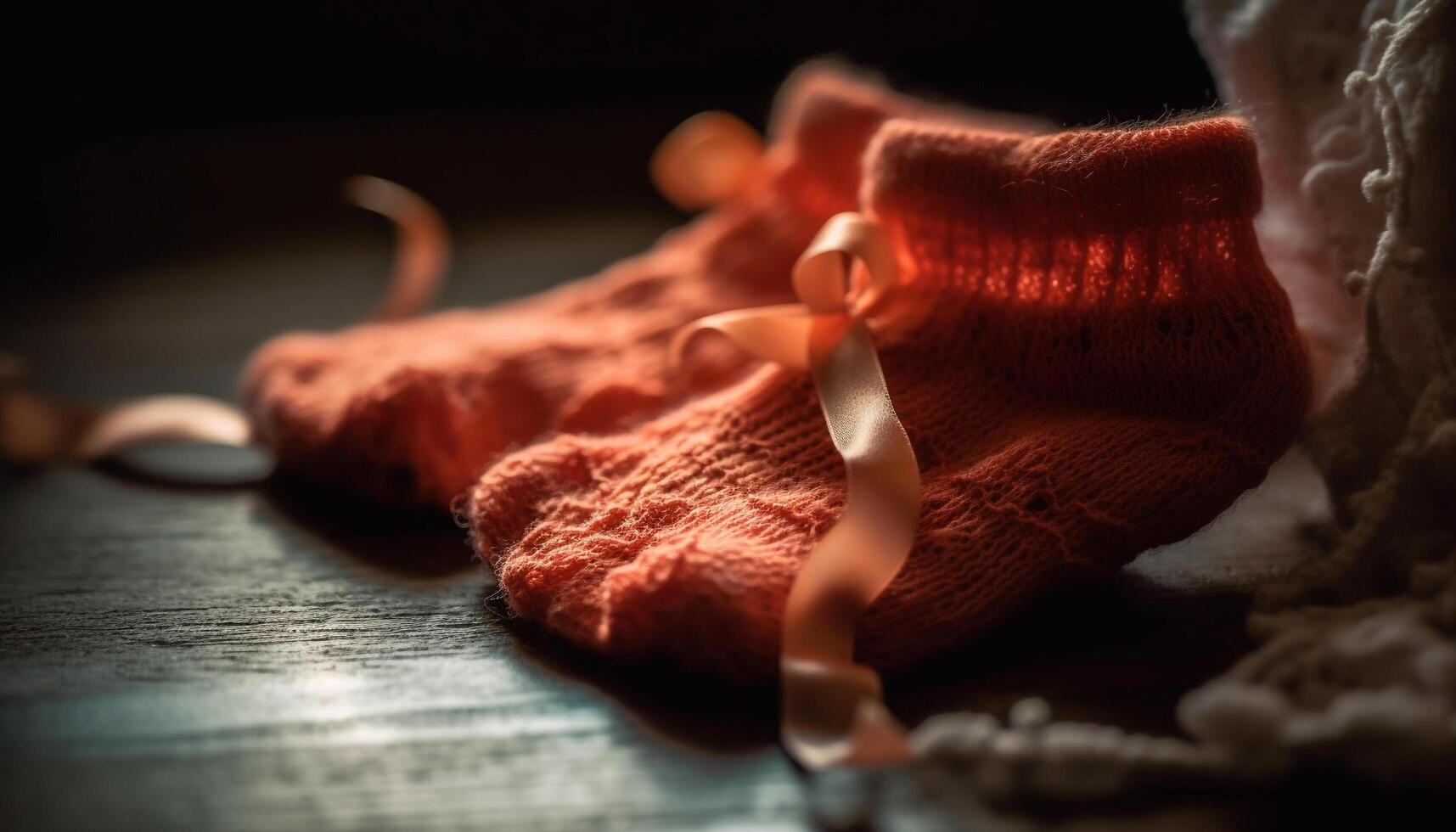 Homemade gourmet dessert wrapped in wool, rustic decoration on table generated by AI photo