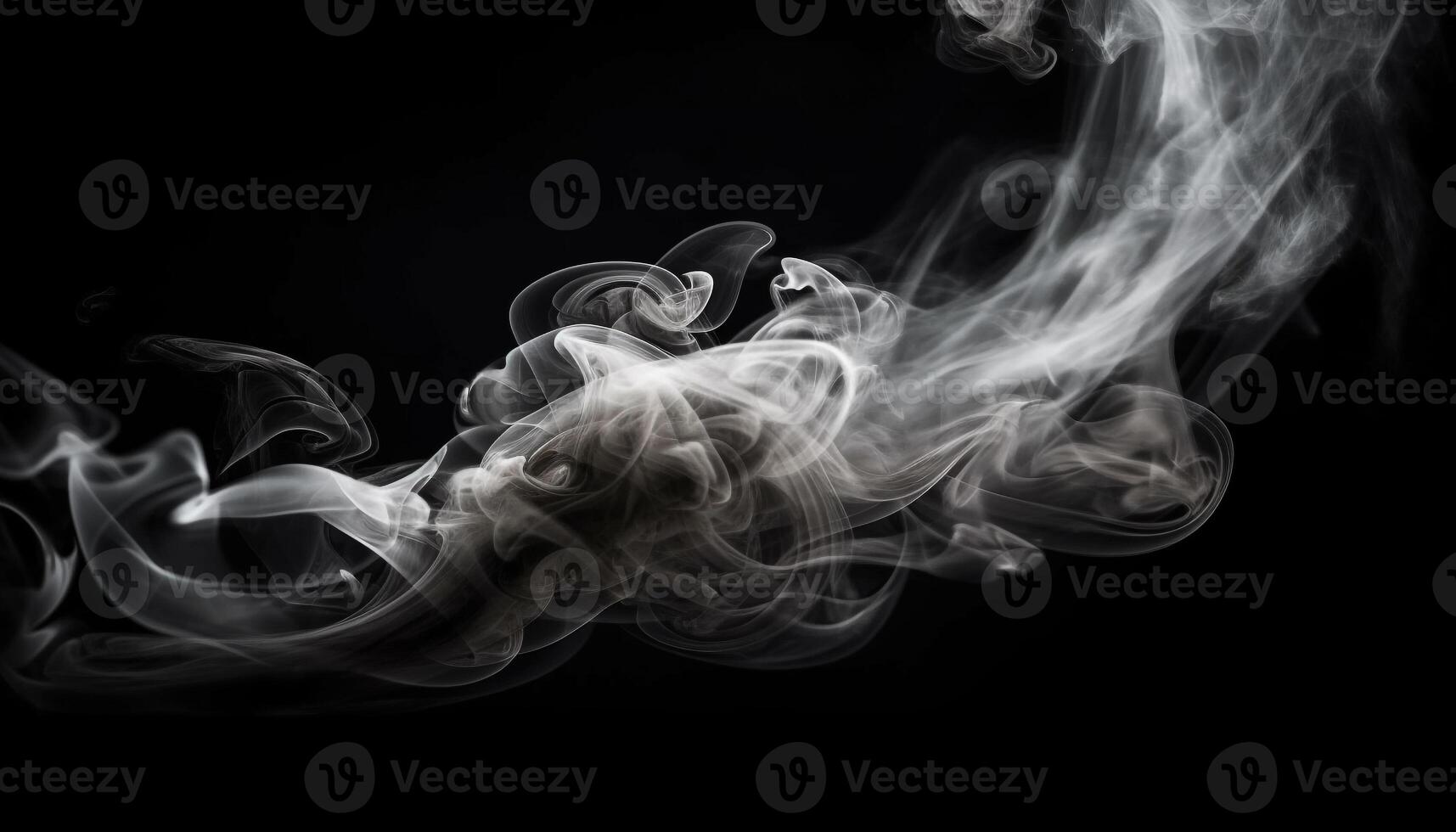 Abstract smoke waves ignite scented incense, creating a mysterious backdrop generated by AI photo