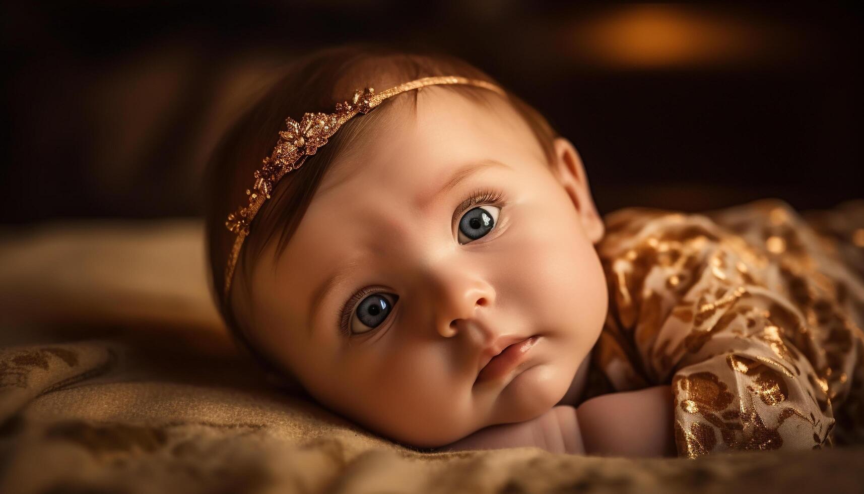 Cute baby boy and girl, innocence and joy in portrait generated by AI photo