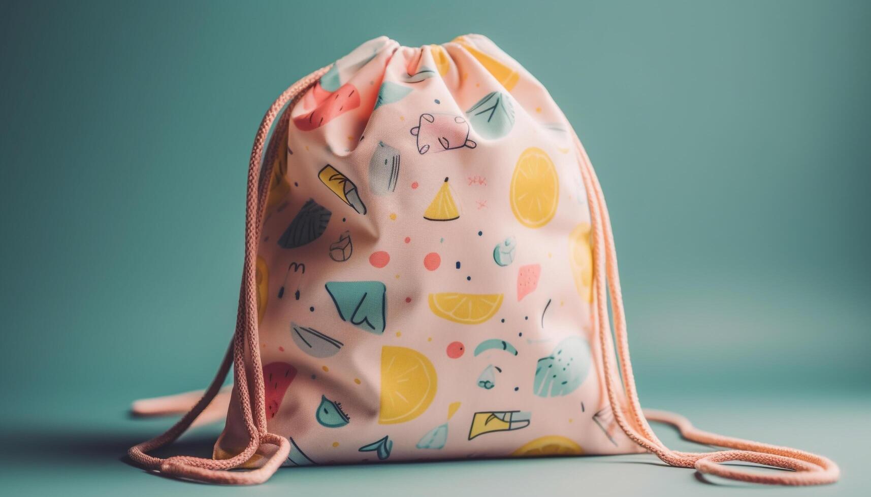 Yellow bag with cute animal toy, perfect for summer vacations generated by AI photo