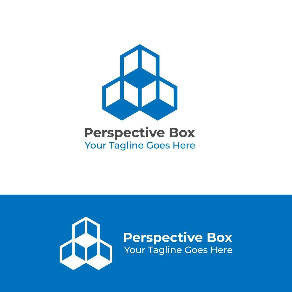 Logo Vector Graphic Design three Blue perspective squares