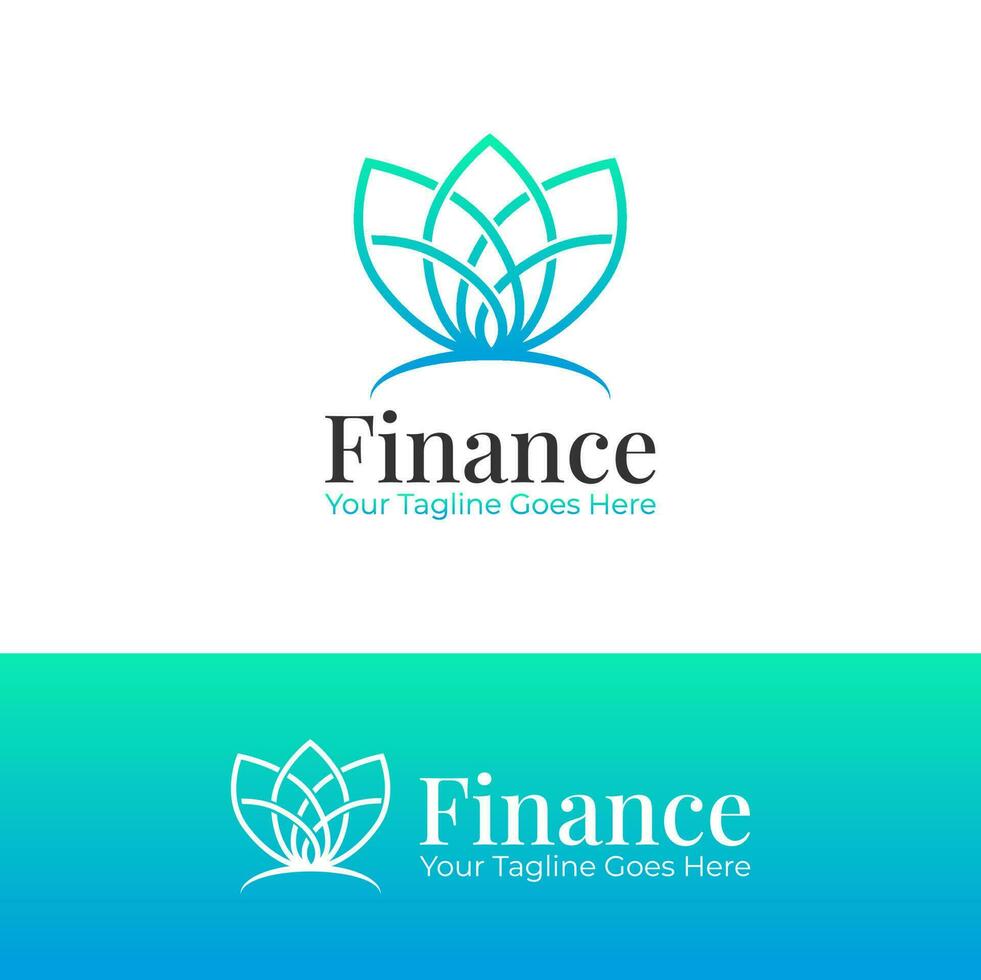 Finance Logo Graphic Vector Design with gradient blue flower icon. Flower Logo Design