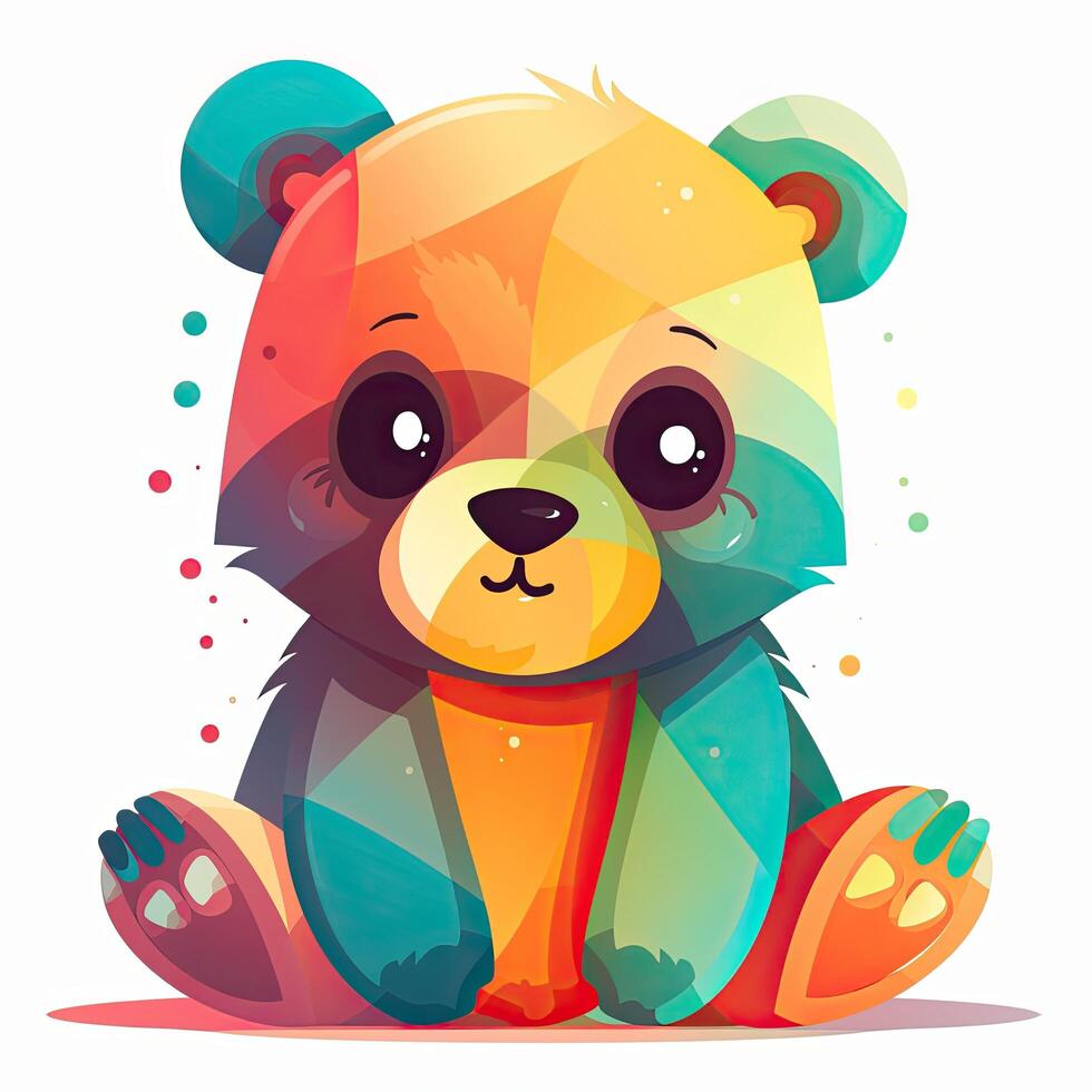 Colorful bear baby design collection for kids. Colorful baby bears set sitting on a white background. Baby panda smiling collection design for a coloring page. AI-Generated. photo
