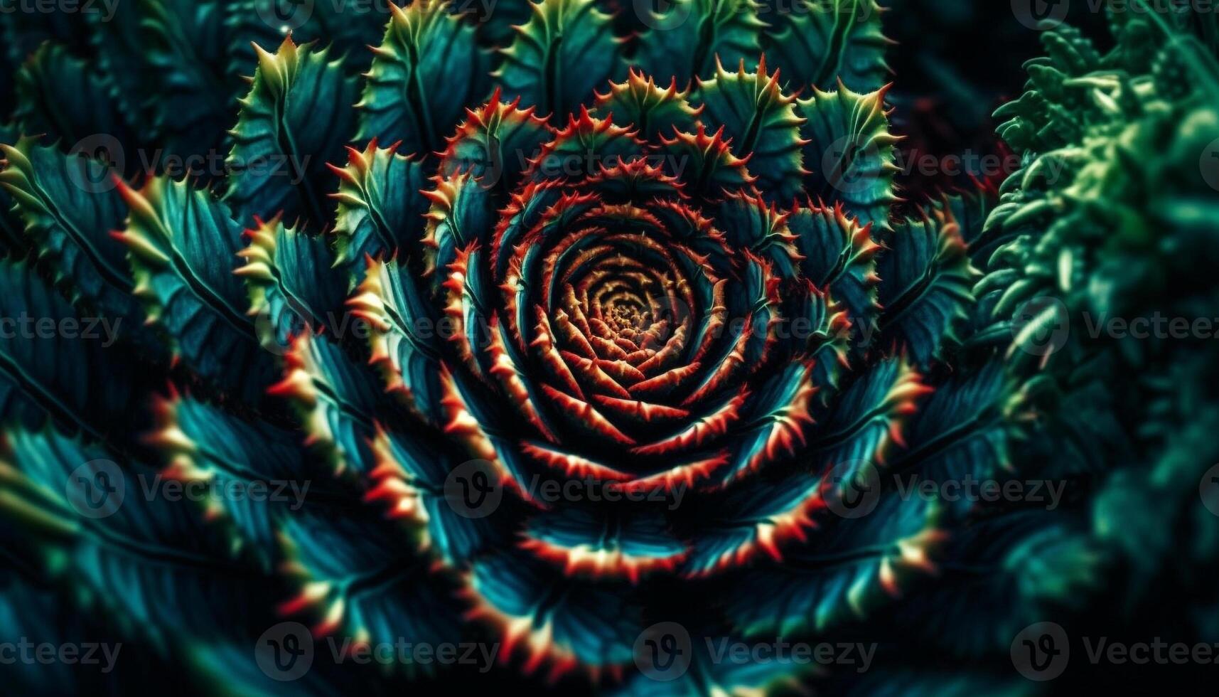 Abstract plant fractal decoration in multi colored underwater backdrop generated by AI photo