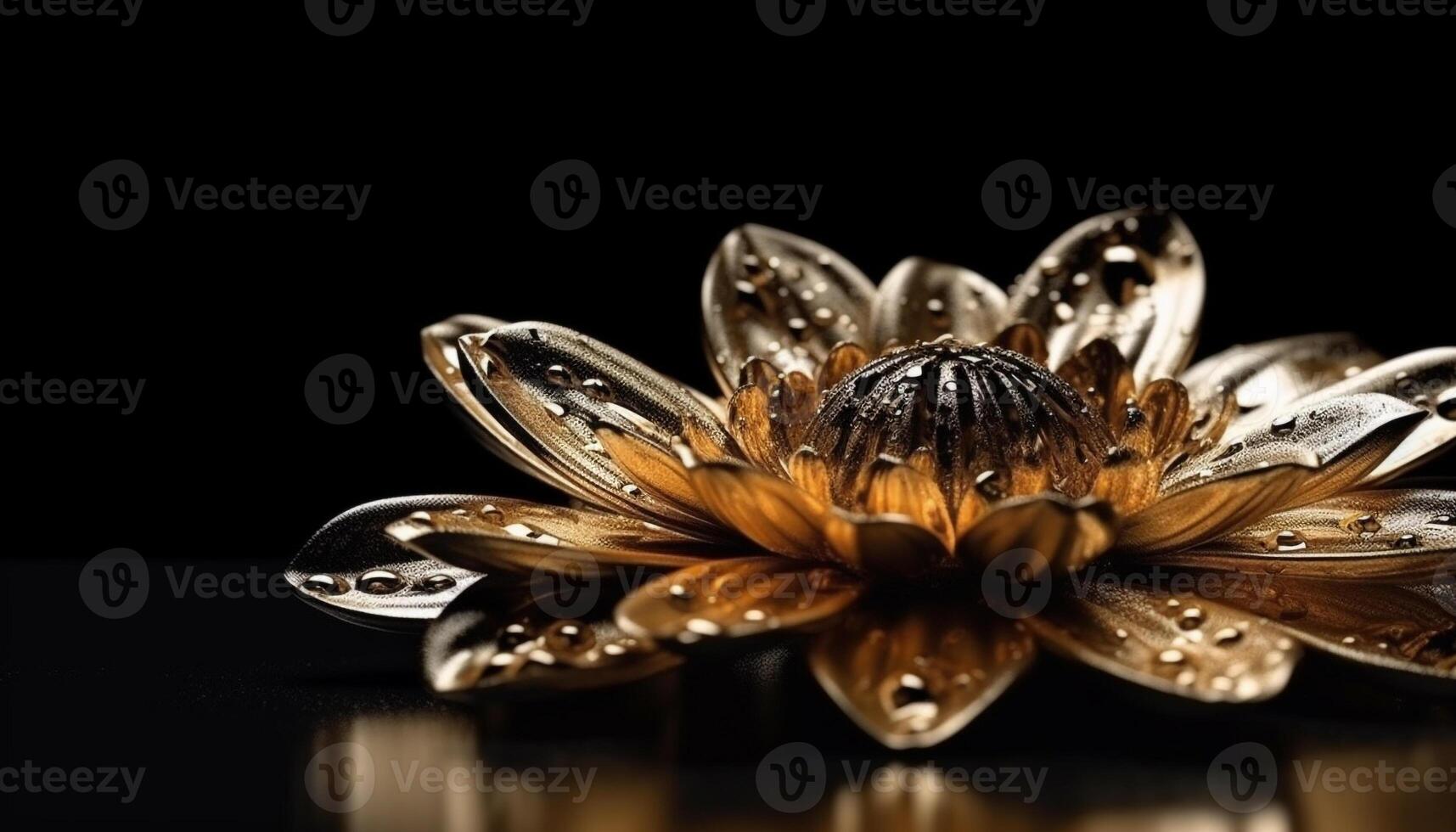 Yellow gerbera daisy reflects in tranquil pond, showcasing natural elegance generated by AI photo