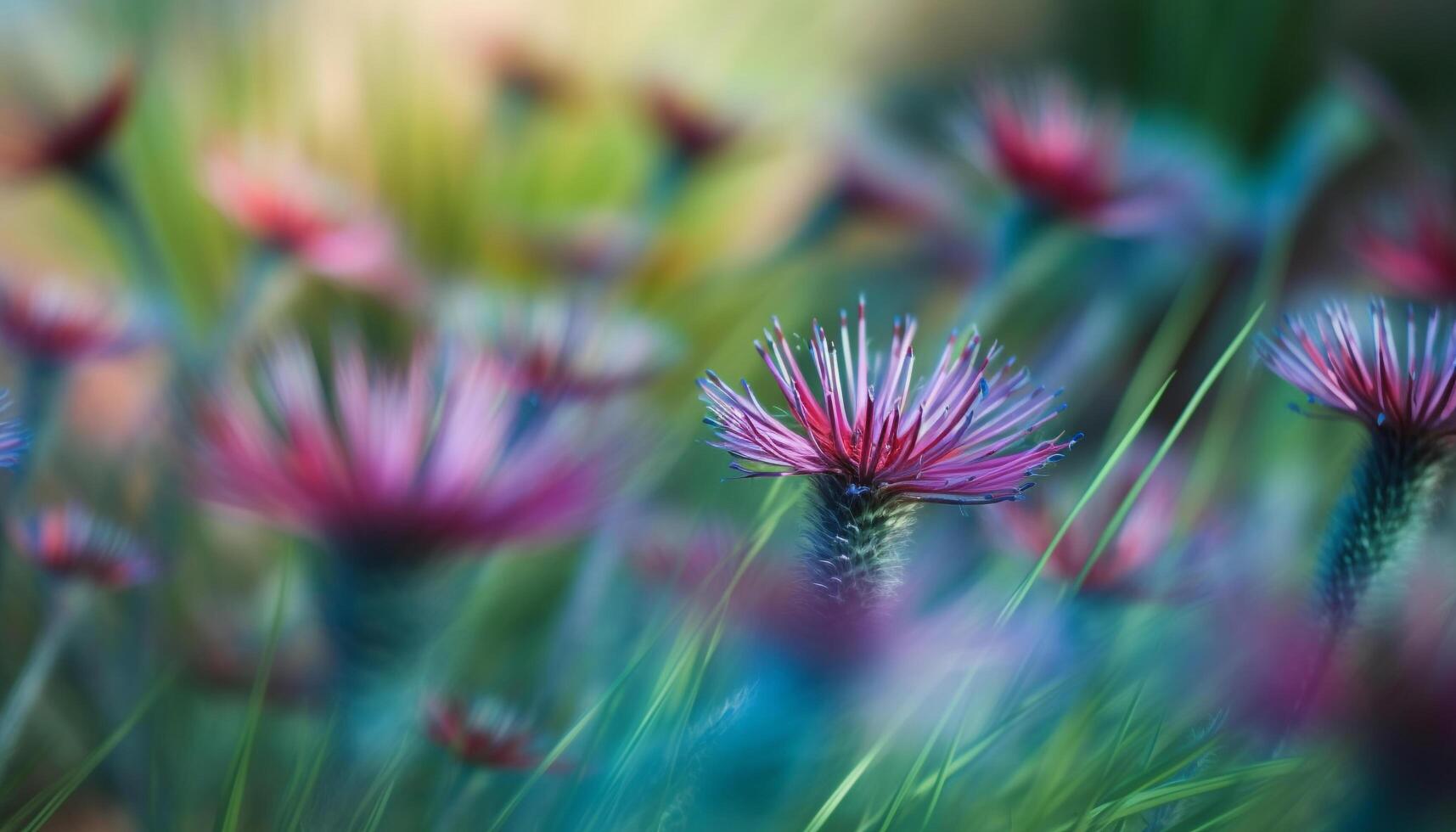 Vibrant wildflower meadow showcases beauty in nature multi colored growth generated by AI photo