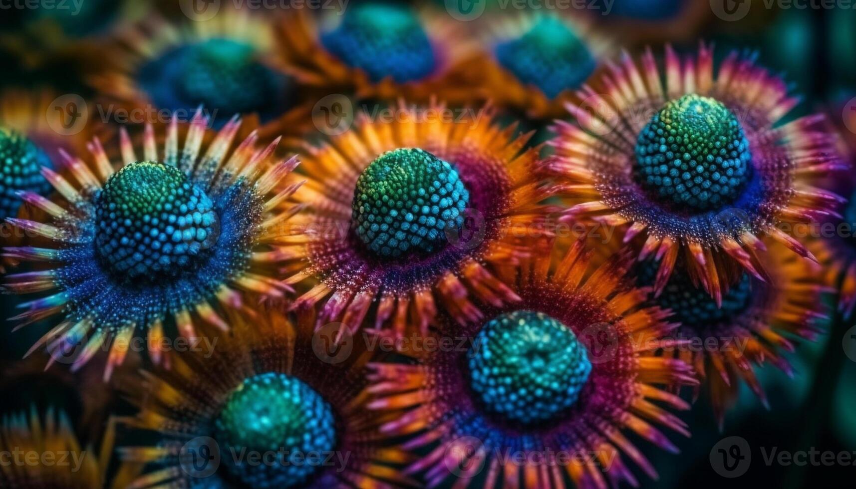 Multi colored sea life in underwater reef, a beauty in nature generated by AI photo