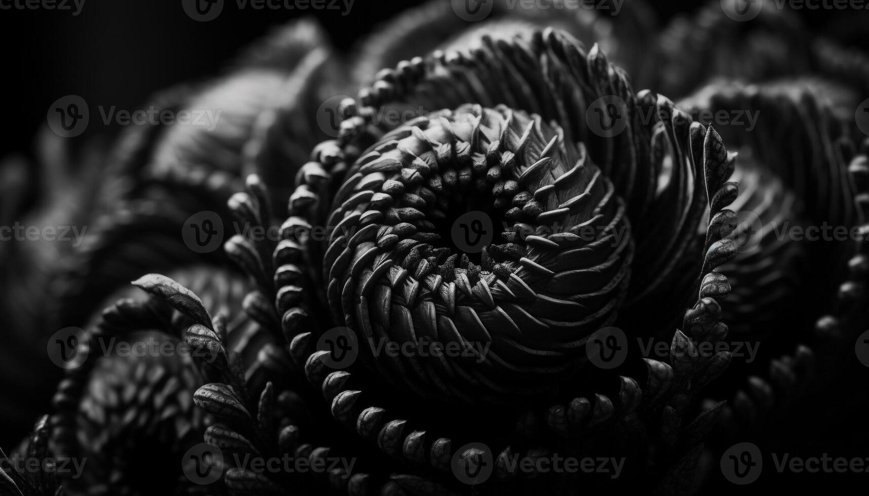 Abstract underwater fractal of single flower in black background elegance generated by AI photo