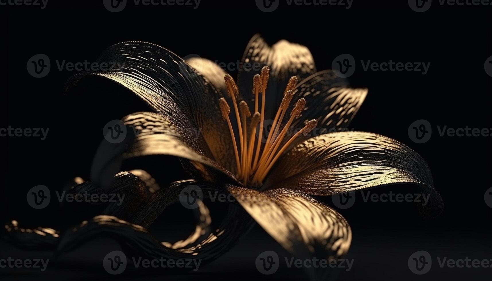 Yellow blossom, elegance in nature, on black background generated by AI photo