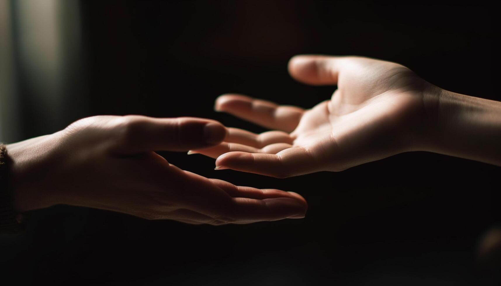 Two adults holding hands in close up, expressing love and togetherness generated by AI photo