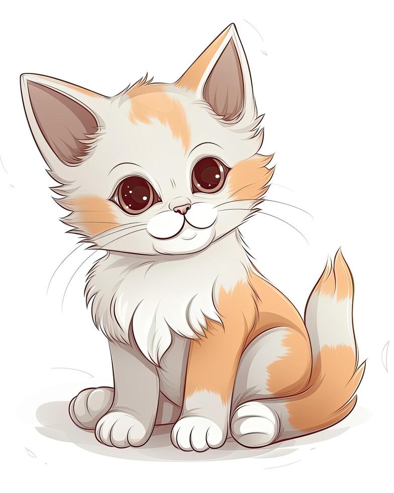 Baby cat set design with rainbows on a white background. Kitten bundle illustration for kids. Cute colorful kitten sitting bundle illustration. Kitten with cute eyes smiling. . photo