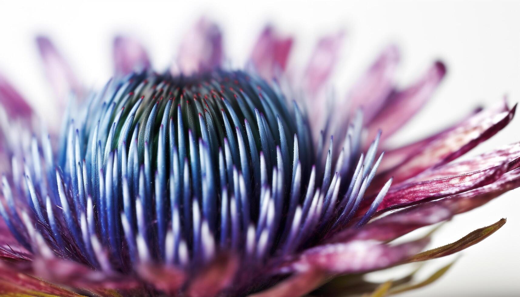 Sharp purple petal, extreme close up of single flower in nature generated by AI photo