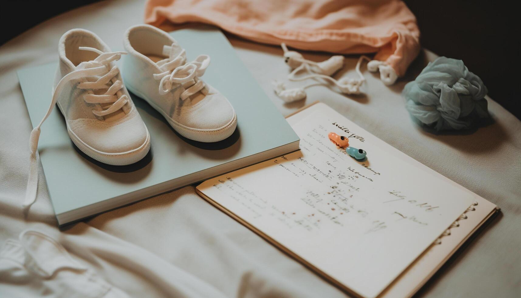 Child studying indoors, reading book on comfortable bed with creativity generated by AI photo