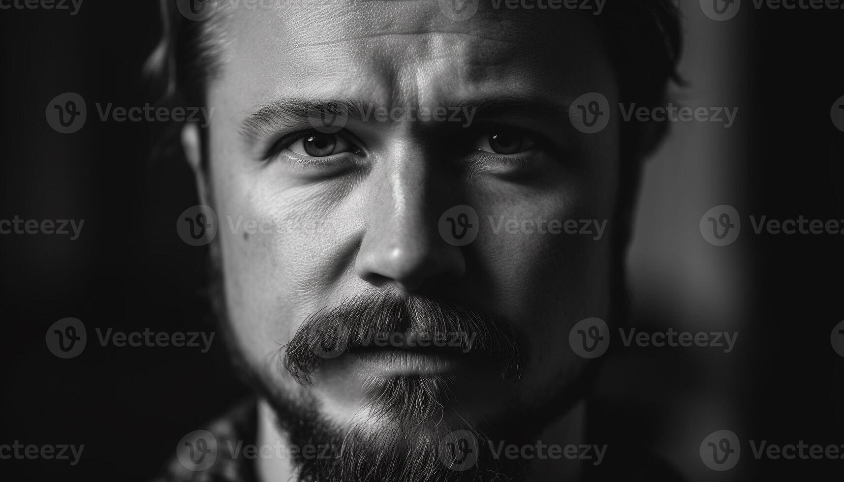 Confident young businessman exudes elegance in monochrome studio shot generated by AI photo