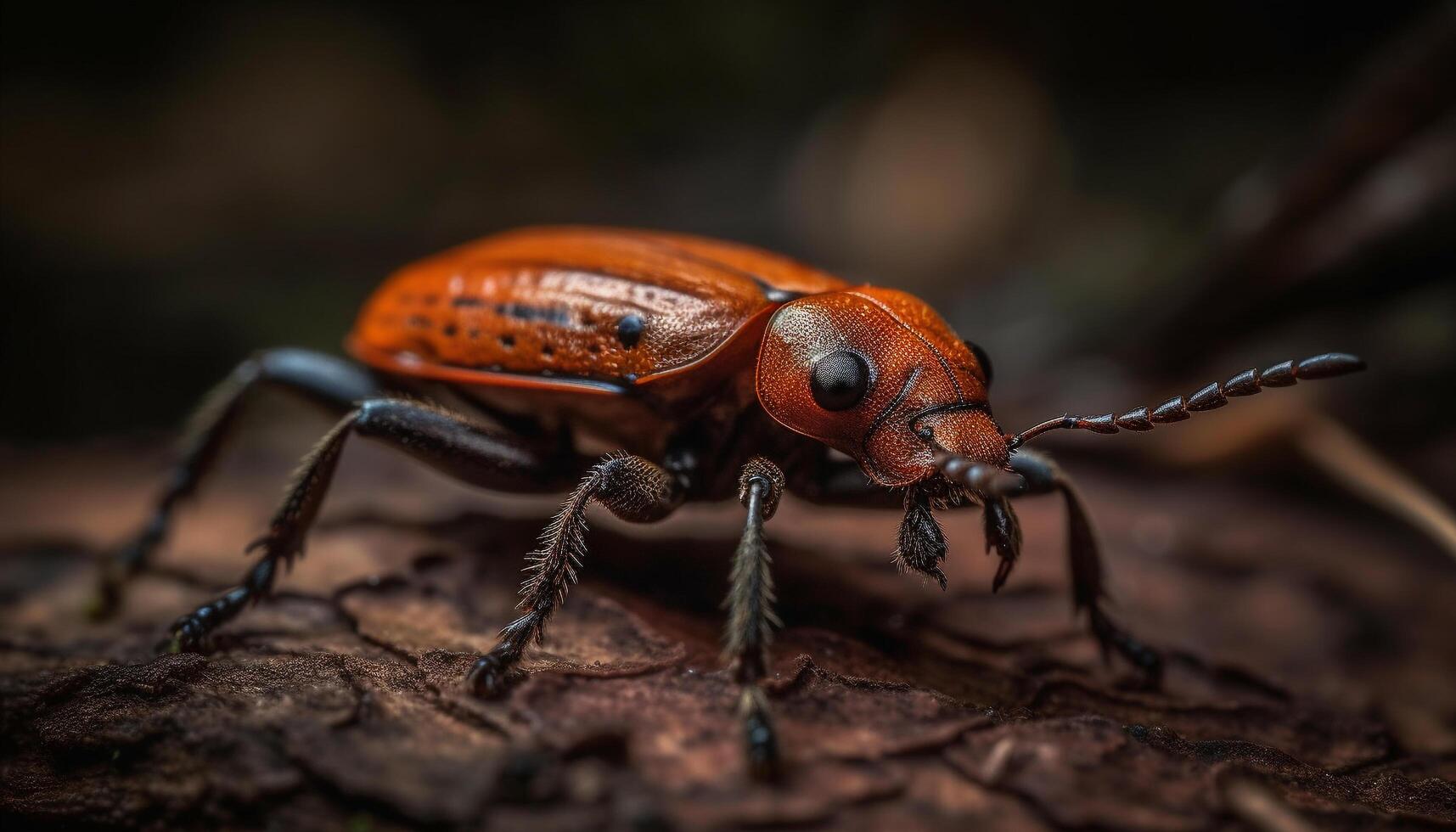 pequeño gorgojo gateando en verde hoja en naturaleza ambiente generado por ai foto