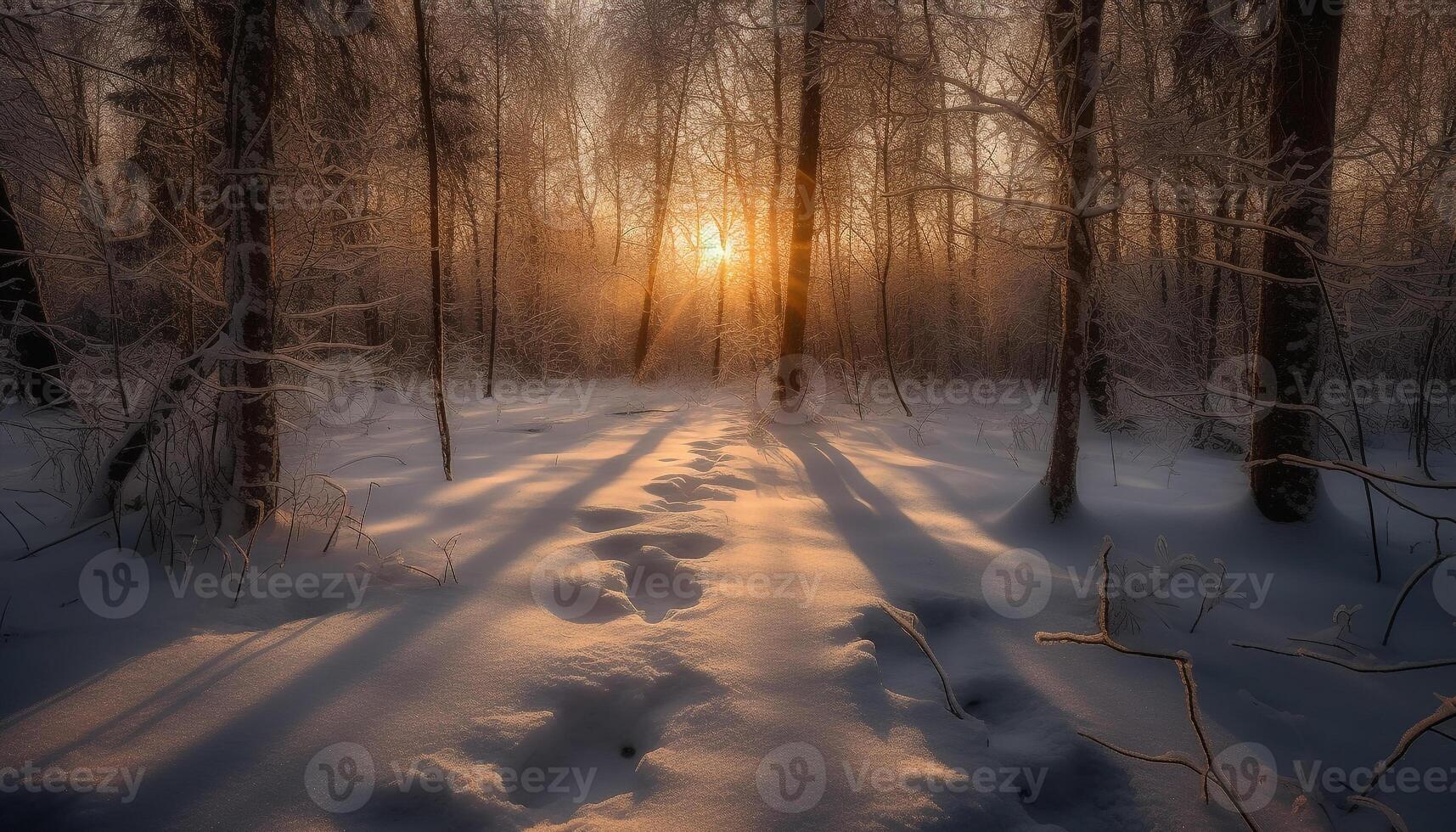 Tranquil scene of coniferous trees in winter wilderness area generated by AI photo
