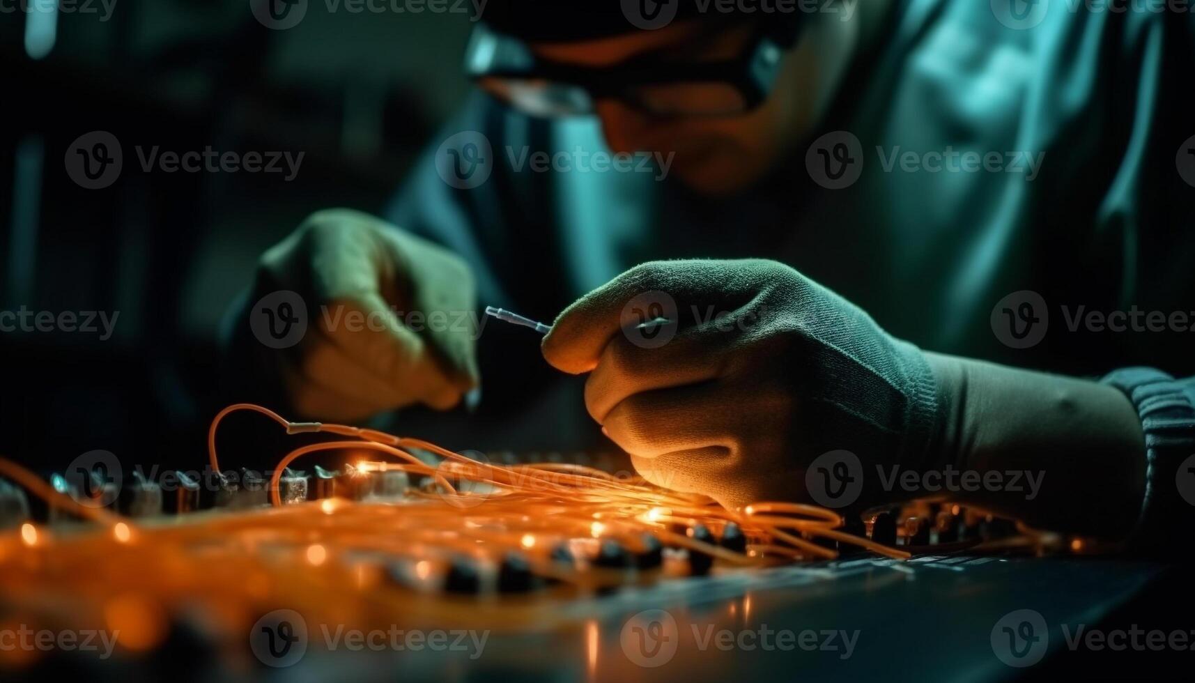 joven adulto técnico soldadura metal con precisión y pericia generado por ai foto