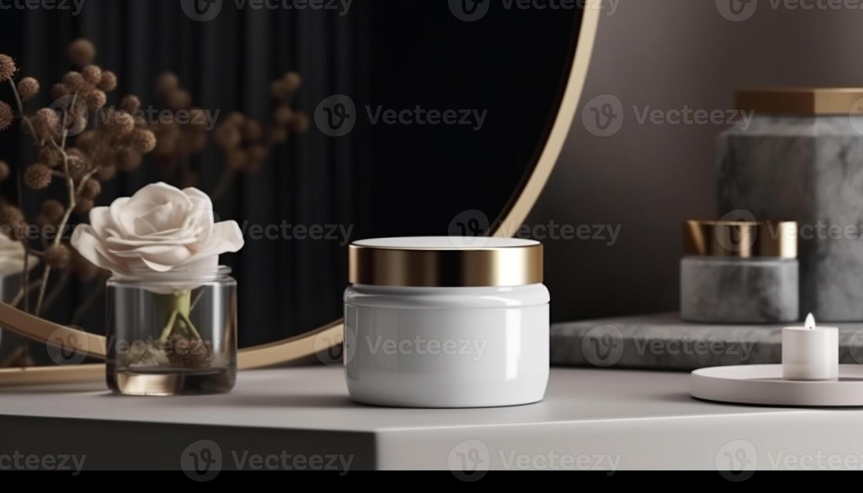 Luxury moisturizer jar, a beauty treatment for healthy lifestyles generated by AI photo