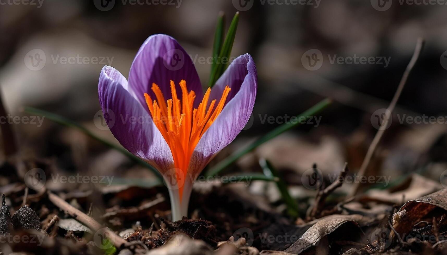 Vibrant crocus blossom in meadow, a natural beauty in springtime generated by AI photo