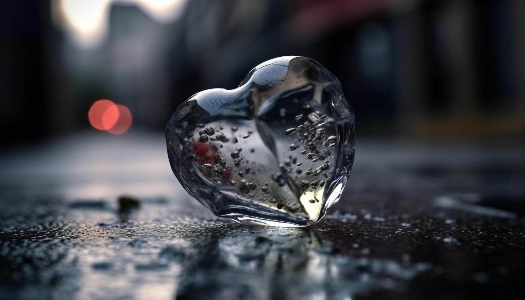 Shiny gemstone heart illuminated with glowing blue reflections on platinum background generated by AI photo
