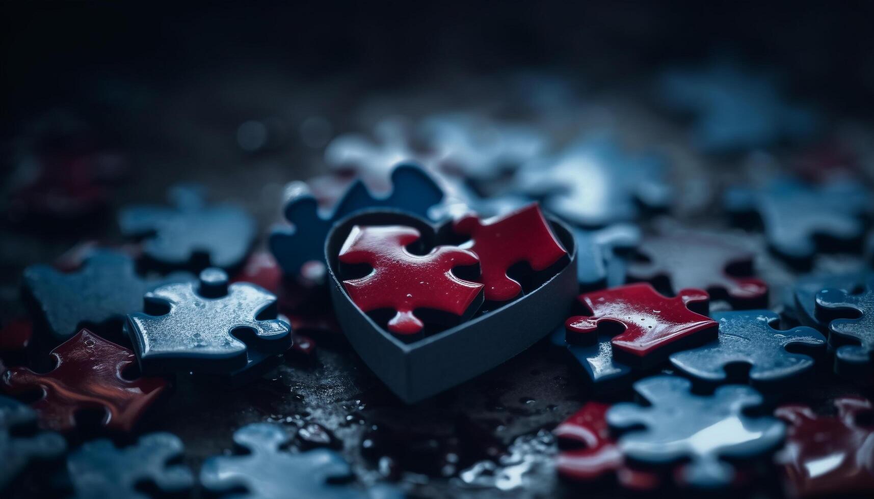 Success in teamwork connecting abstract concepts for jigsaw puzzle solution generated by AI photo