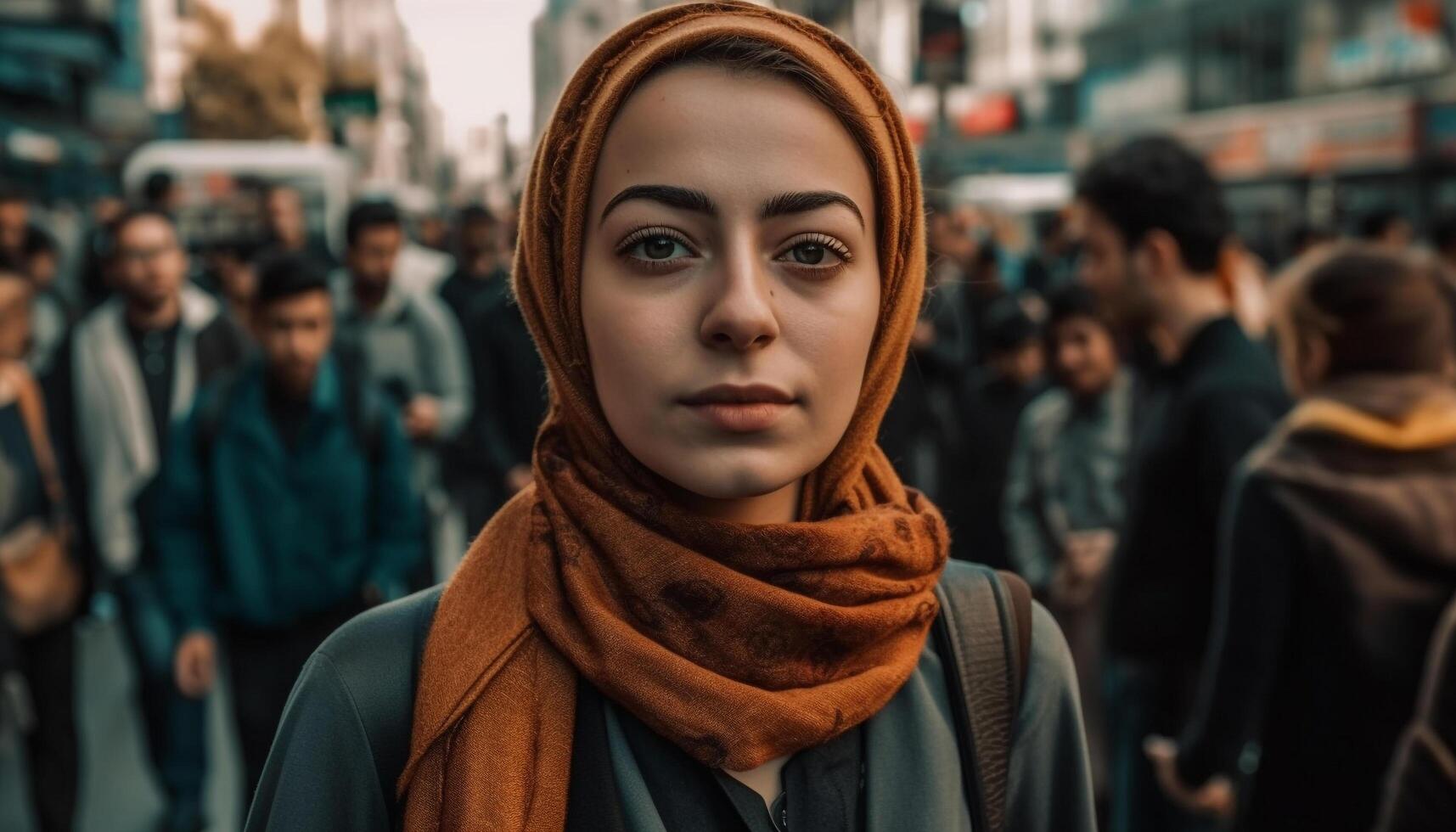 Young adults walking in the city, confident and fashionable generated by AI photo