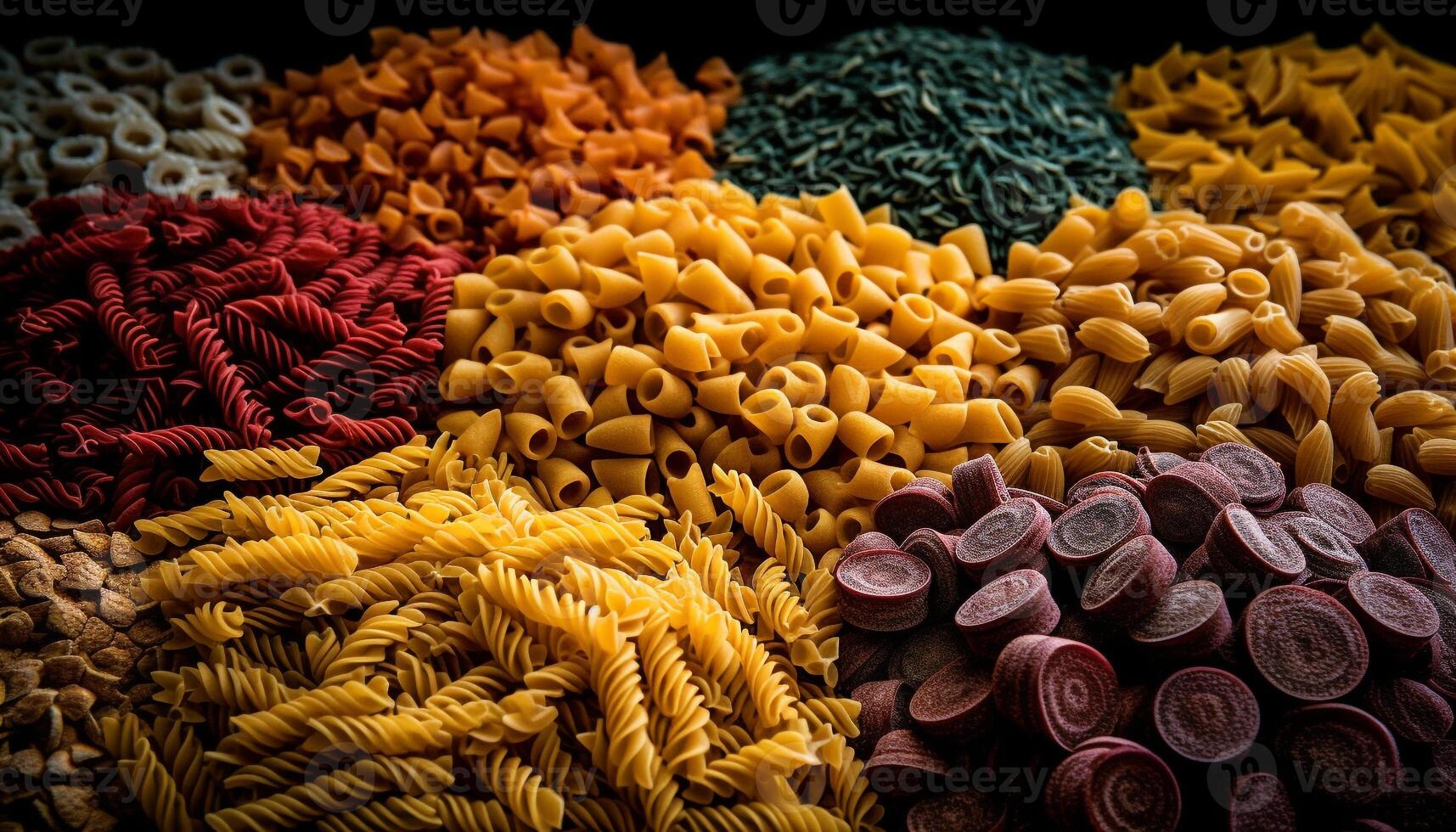 sano estilo de vida cerca arriba de vistoso, orgánico, vegetariano pasta colección generado por ai foto