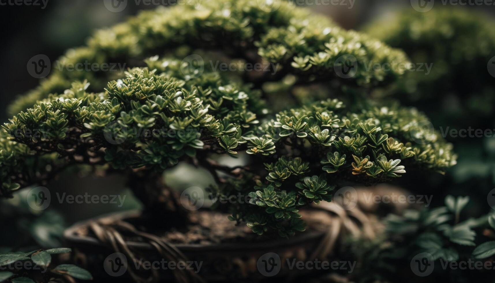 Fresh green leaf on wet branch in tropical forest background generated by AI photo