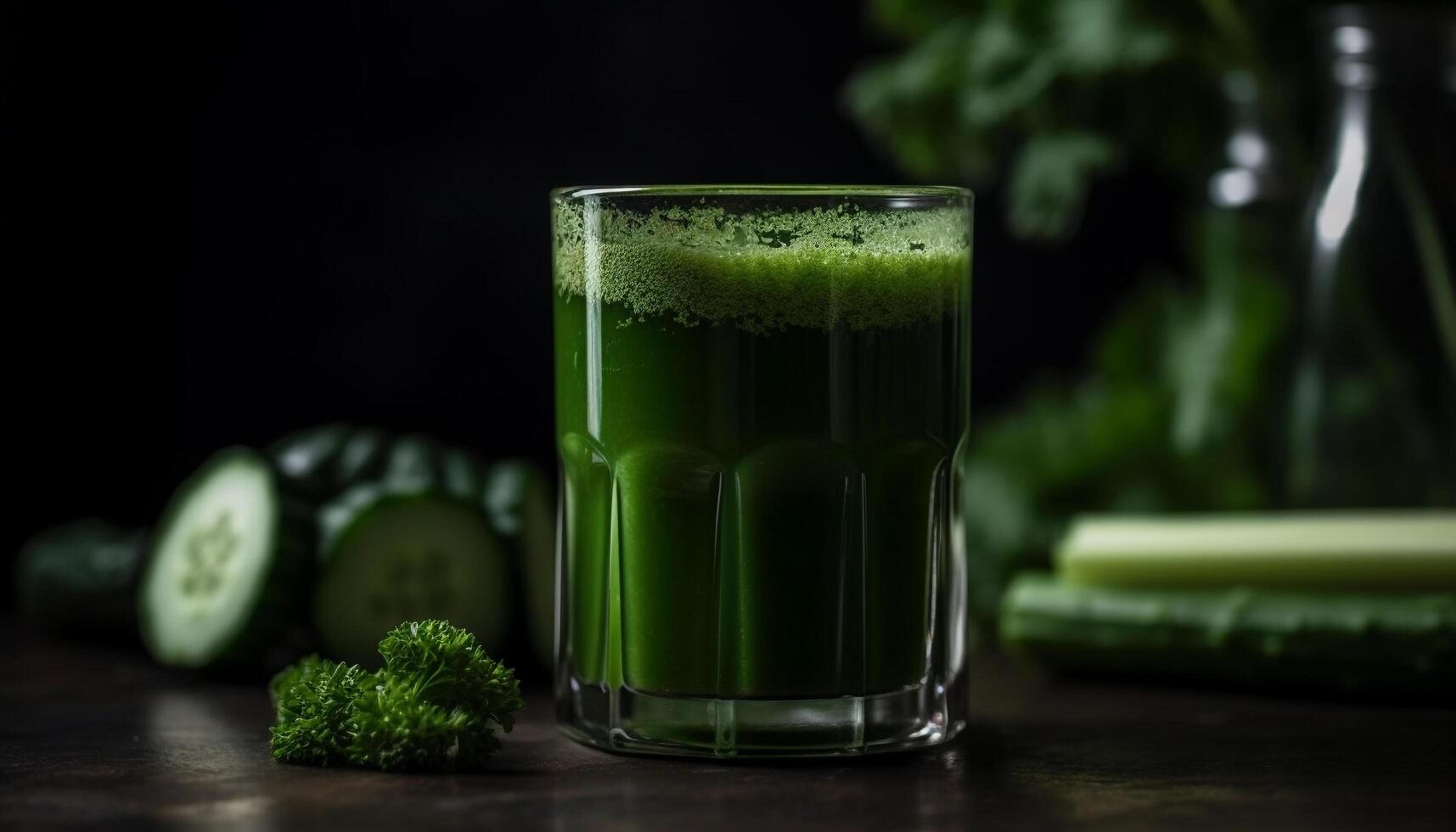 Healthy green smoothie with organic vegetables and antioxidant rich ingredients generated by AI photo