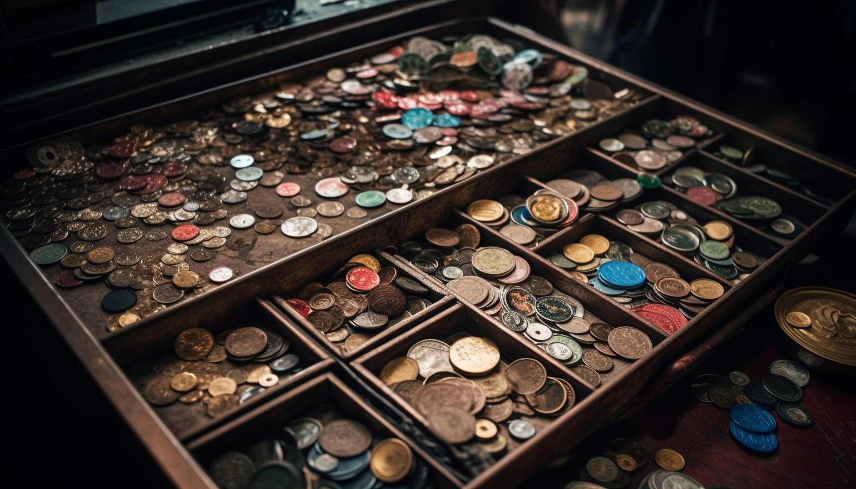 Abundance of shiny metal jewelry in old fashioned retail store generated by AI photo