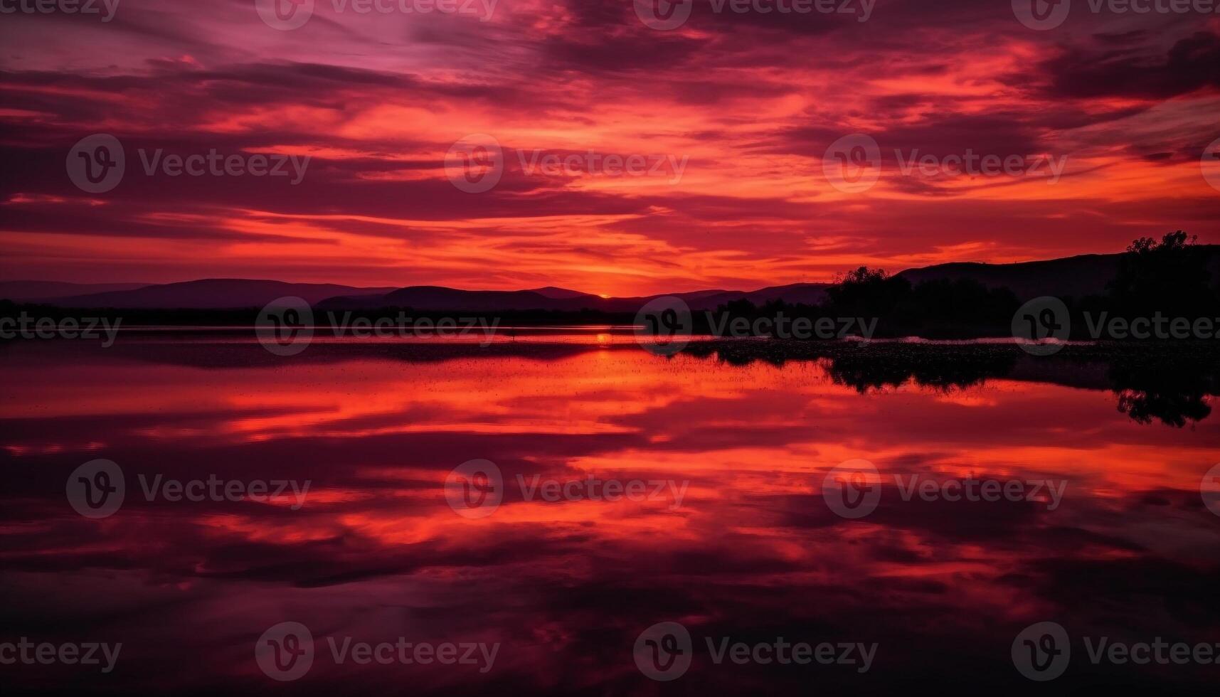 Vibrant autumn colors paint the mountain range at dusk generated by AI photo