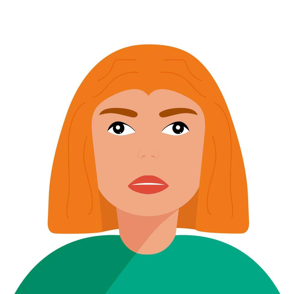 Face of a red-haired girl close-up vector