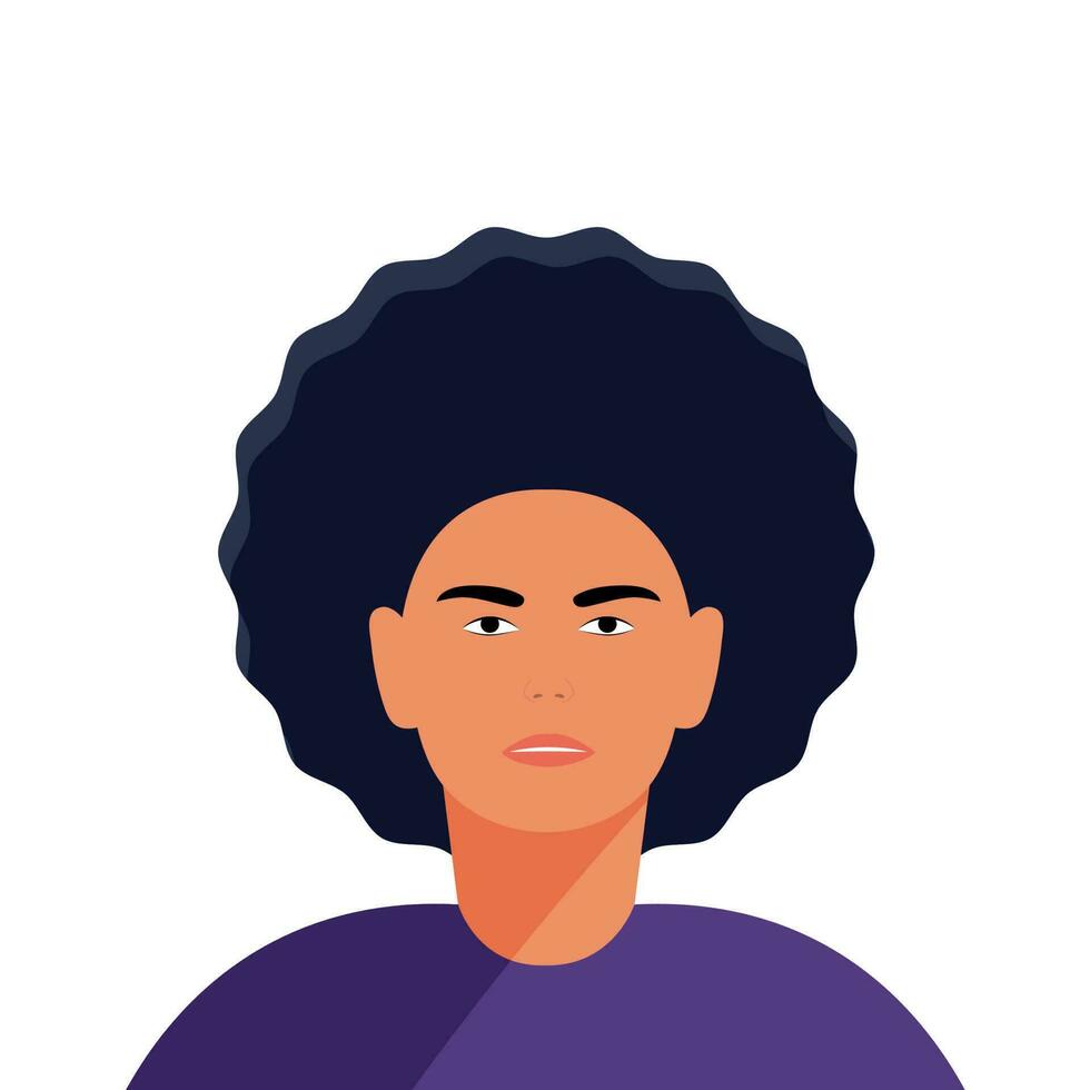 Face of a man with curly puffy hair vector