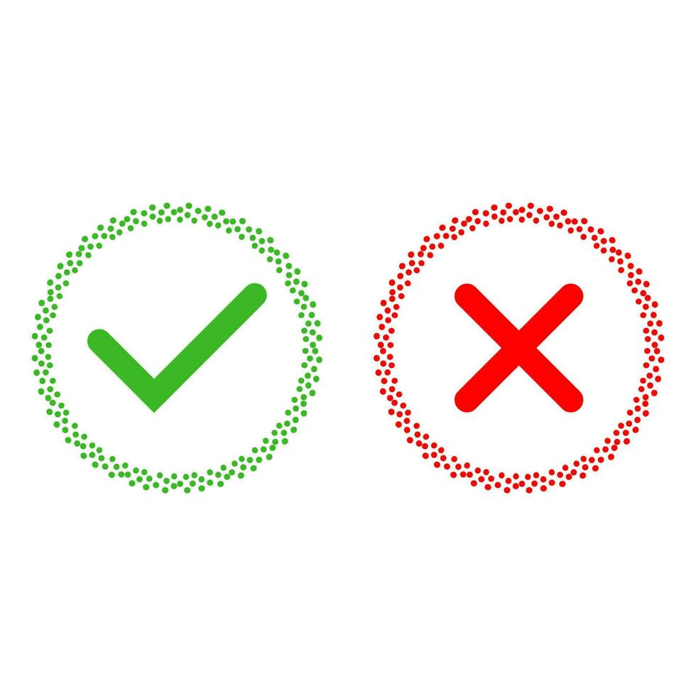 Decision making icons for yes and no voting. Vector illustration isolated on white background.