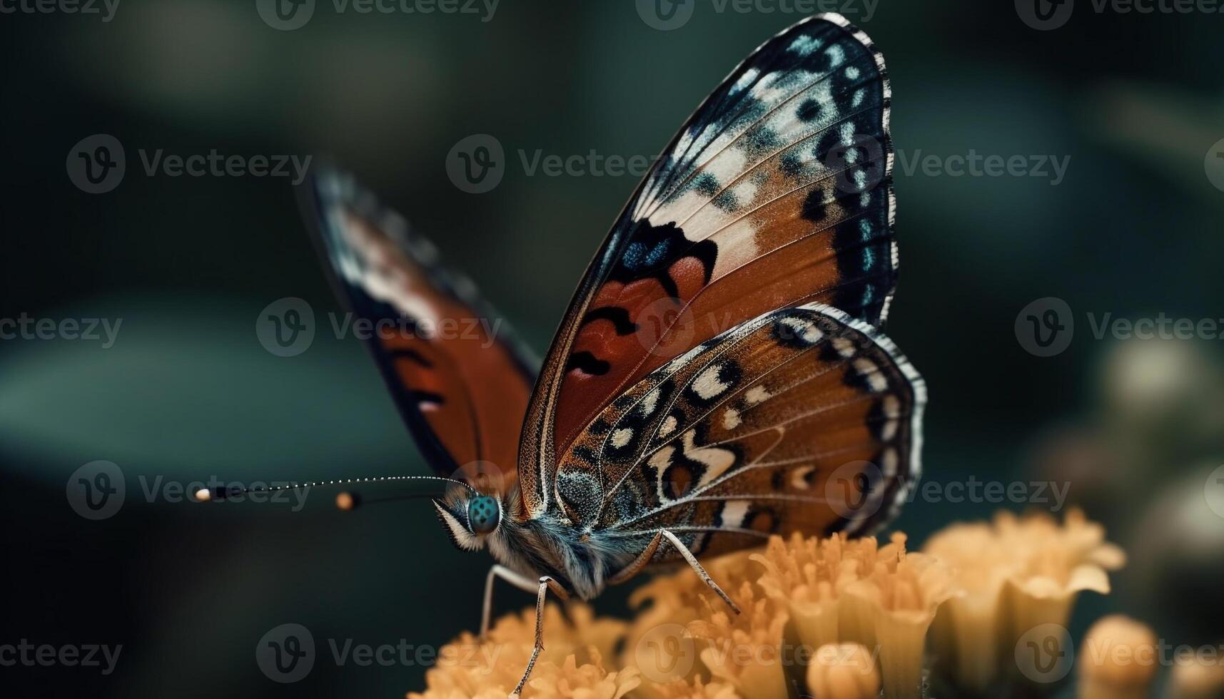 Multi colored butterfly wing in vibrant flower, beauty in nature generated by AI photo