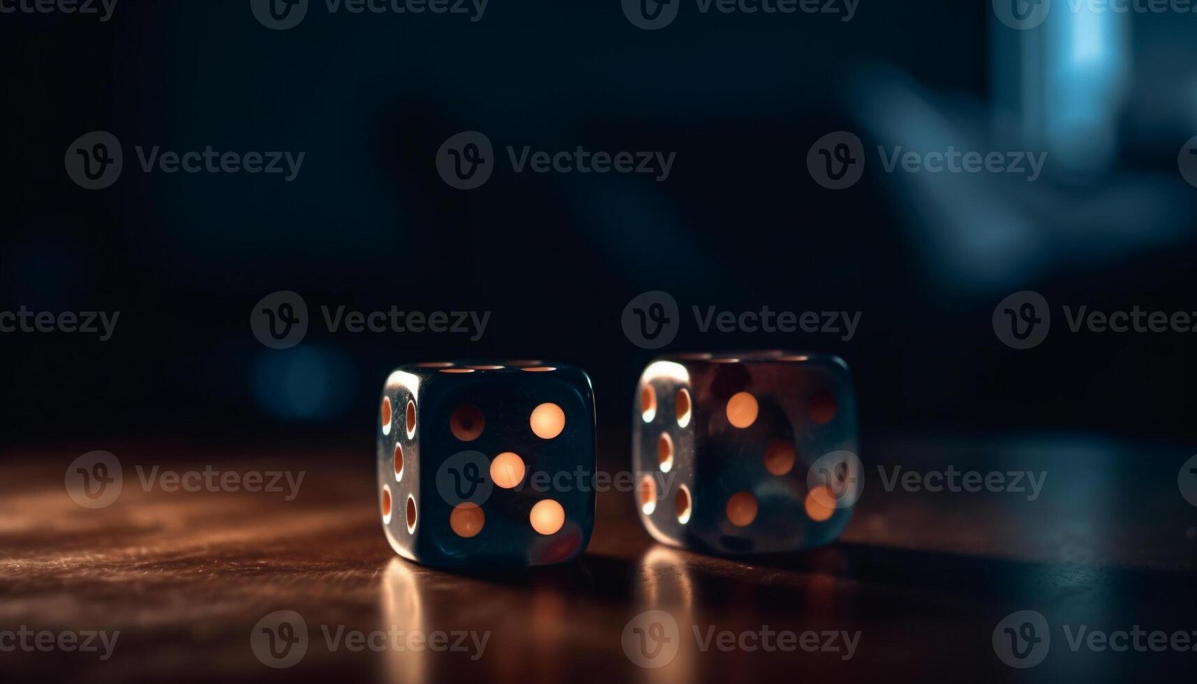 Rolling craps cube spotted in motion, gambling for success generated by AI photo