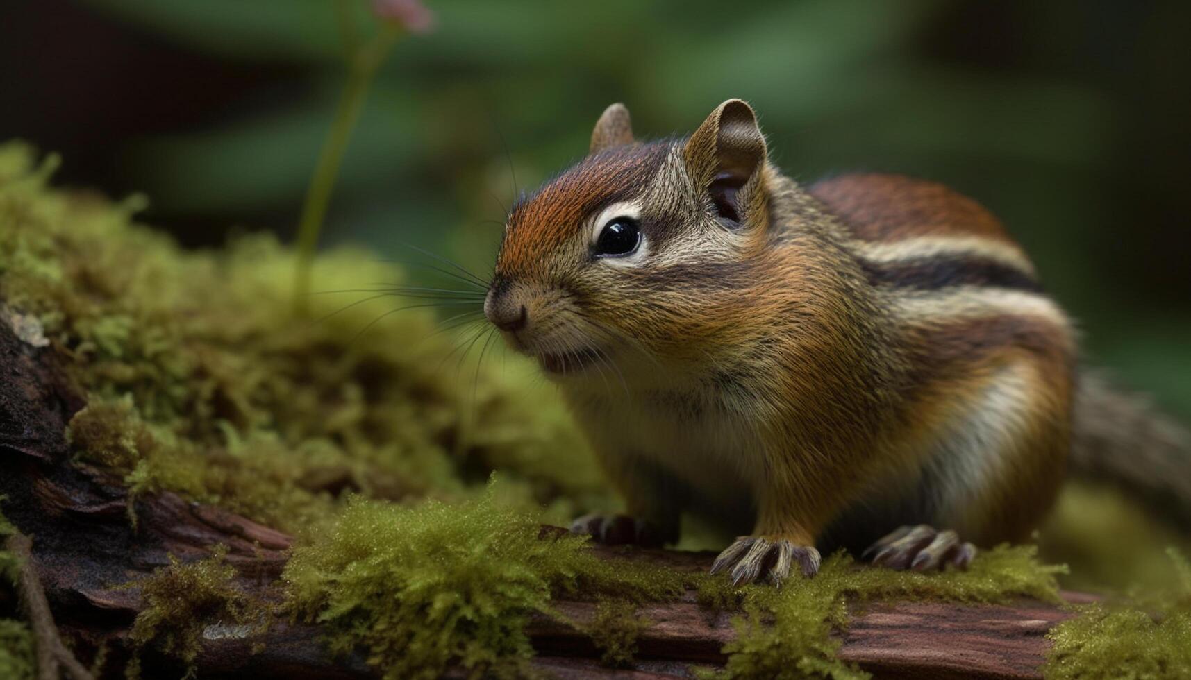 sitting on grass, eating nuts in autumn day generated by AI photo