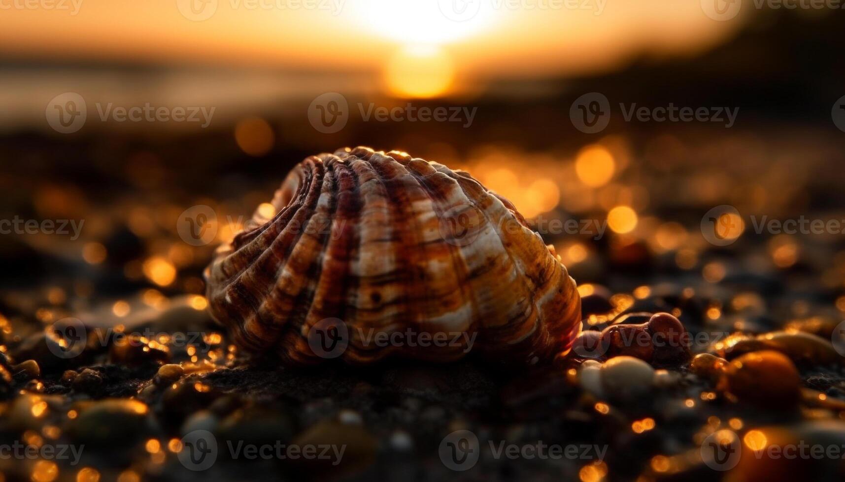 brillante concha cáscara en azul aguas borde, naturaleza decoración generado por ai foto