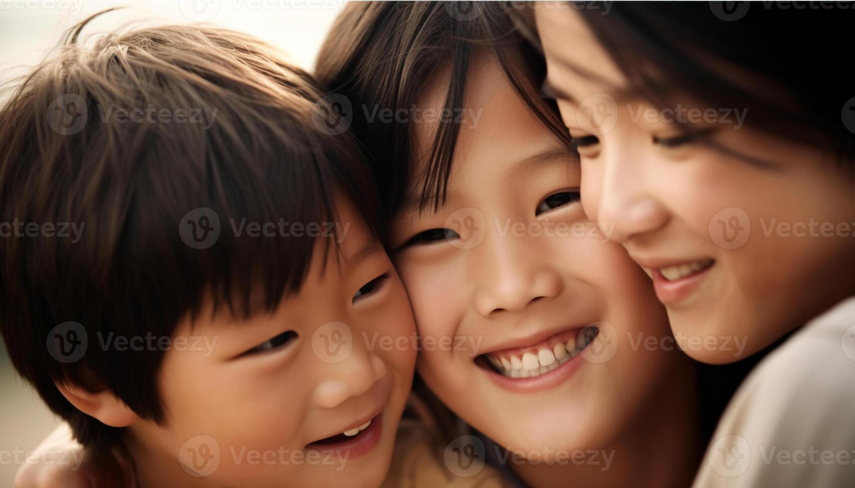 Love and laughter with three generations embracing nature togetherness generated by AI photo