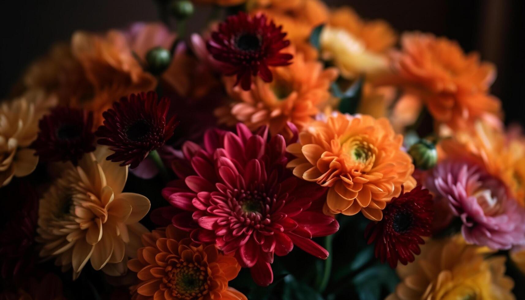 vibrante ramo de flores de multi de colores flores en un verde florero generado por ai foto