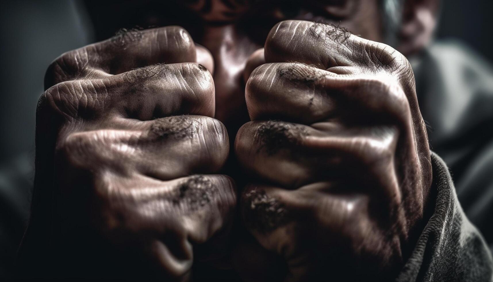 muscular caucásico atleta puñetazos con determinación en negro y blanco generado por ai foto