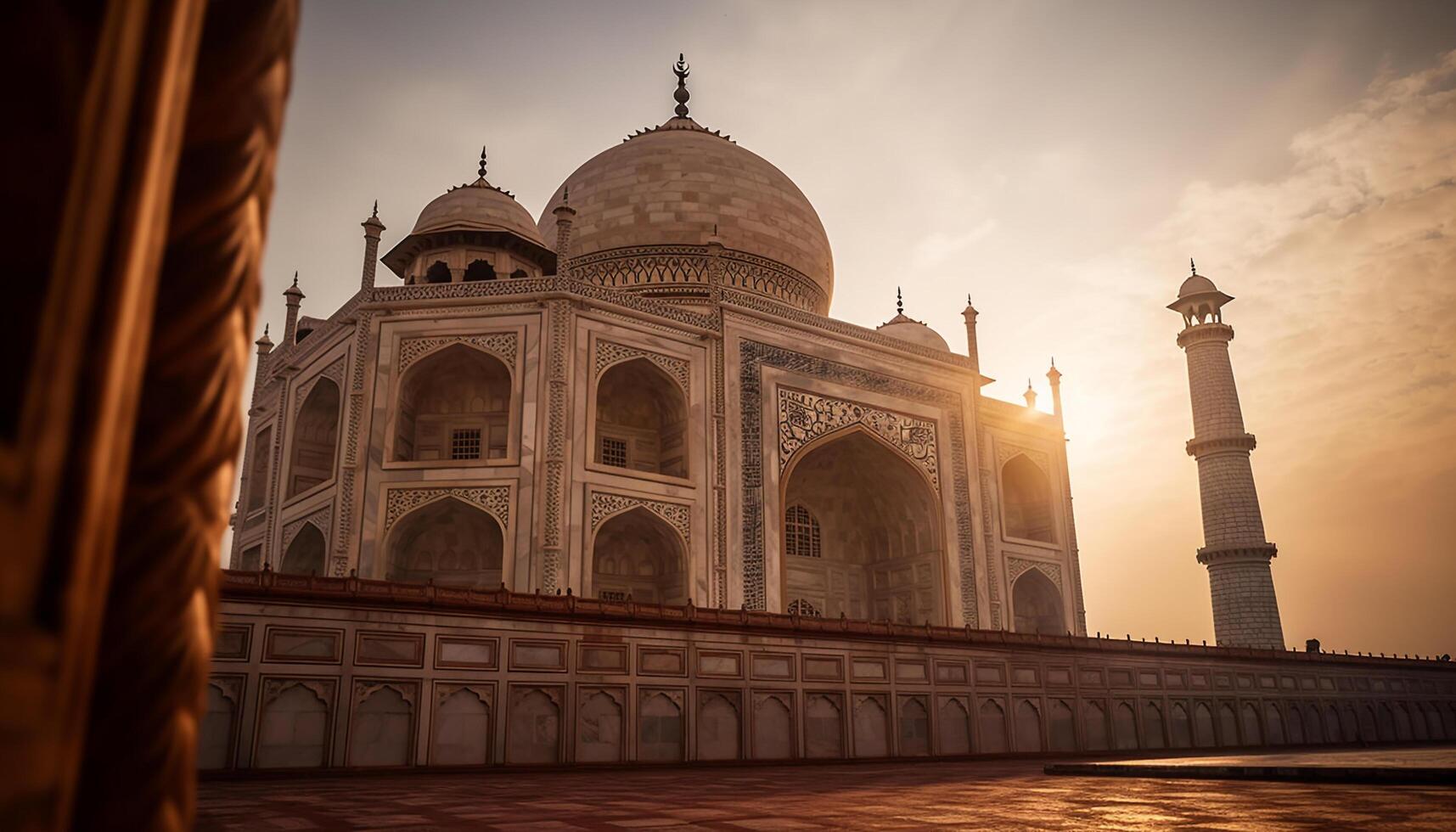 Majestic sandstone mausoleum, an awe inspiring international landmark of Indian culture generated by AI photo